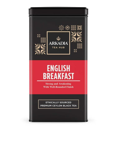 Arkadia English breakfast tea tin storage canister